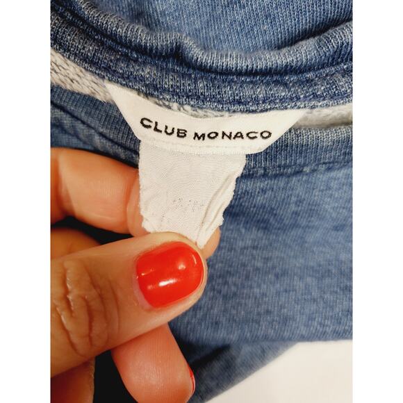 Club Monaco Womens Small Top Peplum Short Sleeve Chambray Blue Cotton Scoopneck - Picture 4 of 8